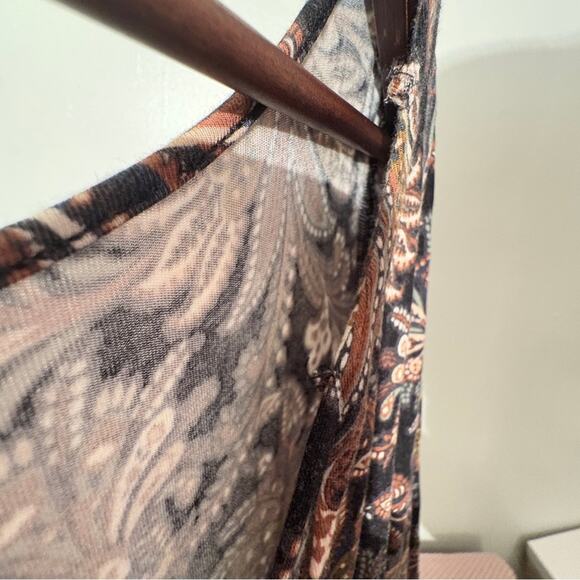 American Eagle Outfitters Womens Boho Paisley V-Neck Long Sleeve Romper M Brown - Picture 8 of 12